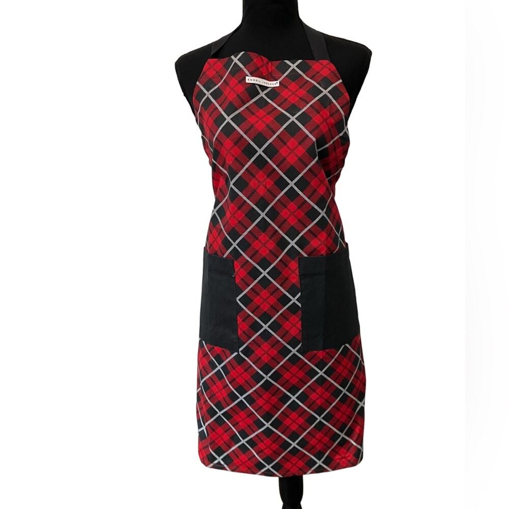 EMERIL LAGASSE Red and Black Plaid Kitchen Apron OSFM